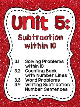 Preview of First Grade Math Unit 5 Subtraction within 10 Activities, Word Problems, & more!
