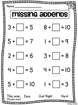 First Grade Math Unit 7: Missing Addends, Fact Families, True or False ...