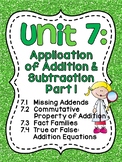 First Grade Math Unit 7: Missing Addends, Fact Families, True or False Equations
