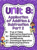 First Grade Math Unit 8: Balancing Equations, Choosing an Operation, and more!