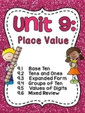 First Grade Math Unit 9 Place Value Worksheets, Games, and