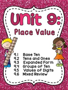 Preview of Place Value First Grade Math Centers Worksheets Games and Activities BUNDLE
