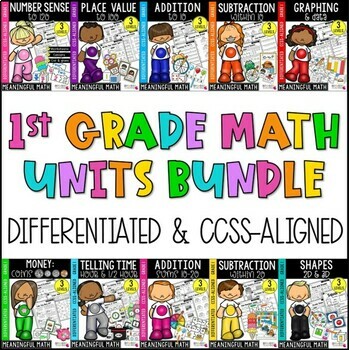 Preview of First Grade Math Units BUNDLE 1-10: Differentiated & Common-Core Aligned