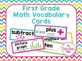 Preview of First Grade Math Vocabulary Cards