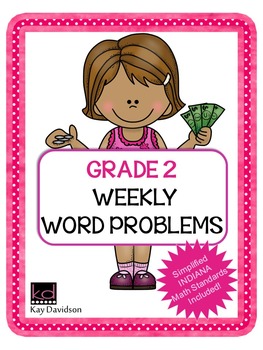 Preview of Second Grade Math: Weekly Word Problems and INDIANA Math Standards