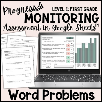 Preview of First Grade Math Word Problem Progress Monitoring Assessment - IEP Goal Tracking