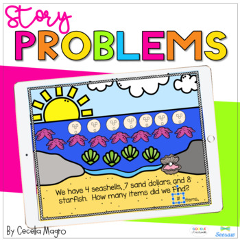 Preview of First Grade Math Word Problems Google Seesaw PowerPoint Math Story Problems