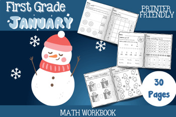 Preview of First Grade Math Workbook Winter Theme