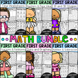 First Grade Math Worksheet Bundle - Addition, Shapes, Plac