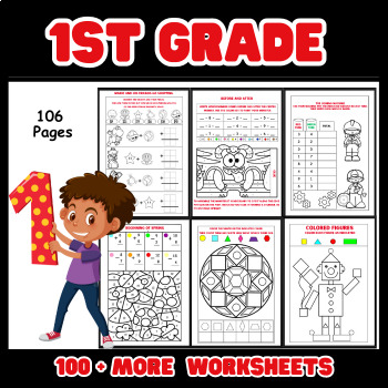 Preview of First Grade Summer Packet | End Of Year Fun Activity Pack | Math Review Packet