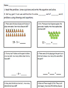 Preview of First Grade Math Worksheet Using CC I can statements For 1.OA.1