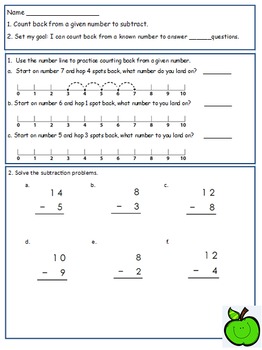 Preview of First Grade Math Worksheet Using CC I can statements For 1.OA.5