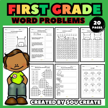 Preview of First Grade Math Worksheets Addition,Math Word Problems,Place Value & More!