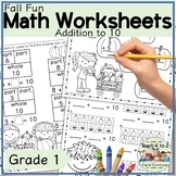 First Grade Math Worksheets Addition Within 10 With Number