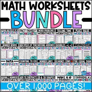 Preview of First Grade Math Worksheets BUNDLE
