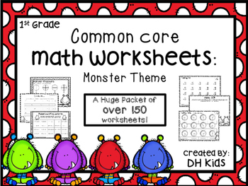 Preview of First Grade Math Worksheets - Common Core - Addition, Subtraction Over 150 Pages