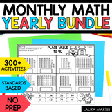 First Grade Math Worksheets - MONTHLY BUNDLE - Math Review