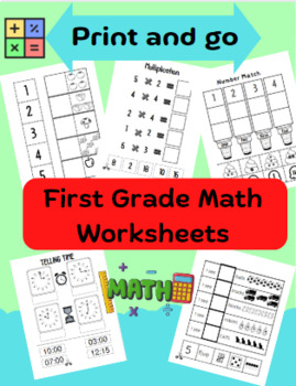 Preview of First Grade Math Worksheets Scissor Skills Cutting Practice