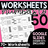 First Grade Math Worksheets for Numbers to 50 | Google Slides