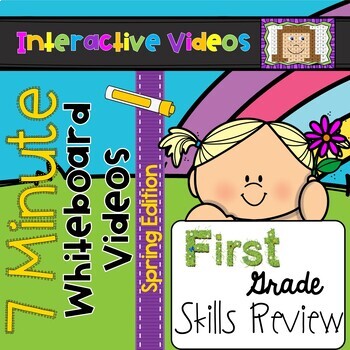 Preview of First Grade Math and ELA Review 7 Minute Whiteboard Videos - Spring