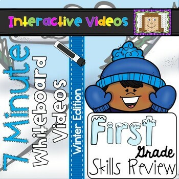 Preview of First Grade Math and ELA Review 7 Minute Whiteboard Videos - Winter