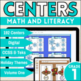First Grade Math and Literacy Centers | Includes Holidays 