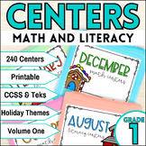 First Grade Math and Literacy Centers | Includes Holidays 