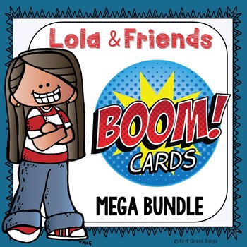 Preview of First Grade Math with Lola Boom Cards Digital Resources BUNDLE for a FULL YEAR