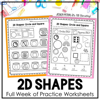 Preview of 2D Shapes Worksheets | Two Dimensional Shapes Math Worksheets