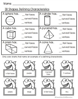 first grade math geometry 3d shapes worksheets hw test