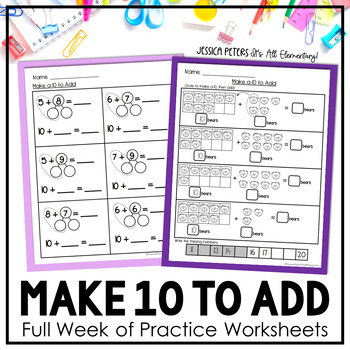 Preview of Making 10 to Add Worksheets | Number Partners for 10 | Make Ten to Add