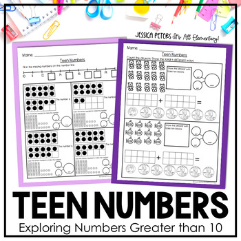 Preview of Teen Numbers Worksheets | Decomposing Teen Numbers | Place Value Worksheets