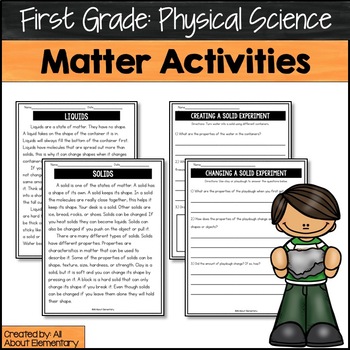 Preview of First Grade Matter Science Activities