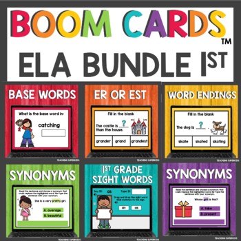 Preview of First Grade May End of Year ELA Boom Cards™ Digital Activities