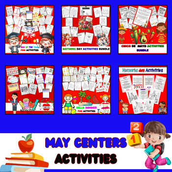 Preview of First Grade May Themed Centers Activities and Worksheets MEGA BUNDLE