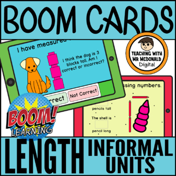 Preview of First Grade Measurement BOOM CARDS | Informal Length Units Distance Learning