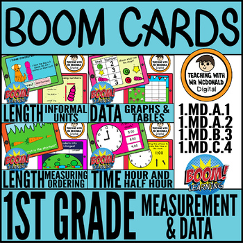 Preview of First Grade Measurement & Data Boom Deck Bundle for Distance Learning