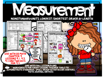Preview of First Grade Go Math  Chapter 9 Measurement Week Long Lesson Plans