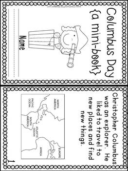 First Grade Mini Book Columbus Day By Mrs Wheeler Tpt