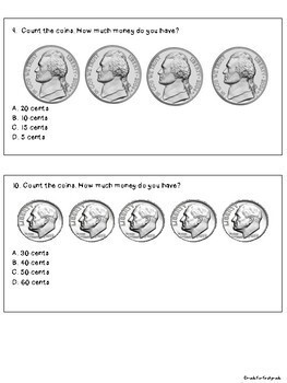 First Grade Money Test: Coin Test by MadeForFirstGrade | TpT