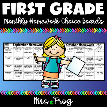 monthly homework choice board