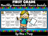First Grade Monthly Homework Choice Board