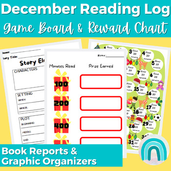 Preview of First Grade Monthly Homework Reading Log December Book Report Templates