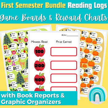 Preview of First Grade Monthly Homework Reading Log for First Semester Bundle