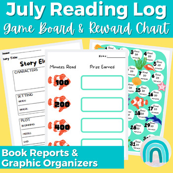 Preview of First Grade Monthly Homework Reading Log for July