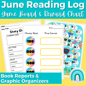 Preview of First Grade Monthly Homework Reading Log for June