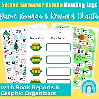 Preview of First Grade Monthly Homework Reading Log for Second Semester Bundle