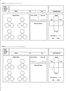 Preview of First Grade Morning Math-Editable