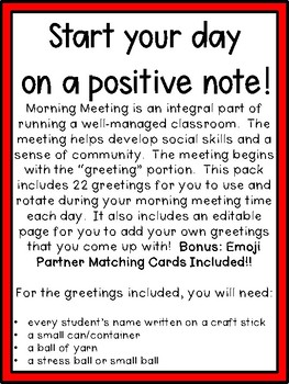 First Grade: Morning Meeting Greetings by Mrs Wheeler | TpT