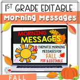 First Grade Morning Messages {18 Fall Themes- PDF & EDITABLE!}